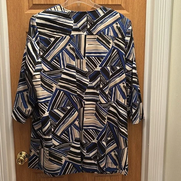 Kasper long modest royal blue, white and black dress jacket - Picture 2 of 10